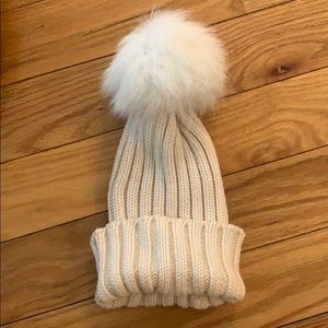 Cream beanie with Pom Pom